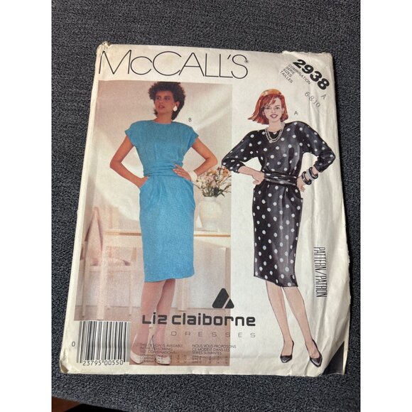 McCalls 2938 Liz Claiborne Dress Sewing Pattern Size 6/8/10 uncut 80s - Picture 4 of 4